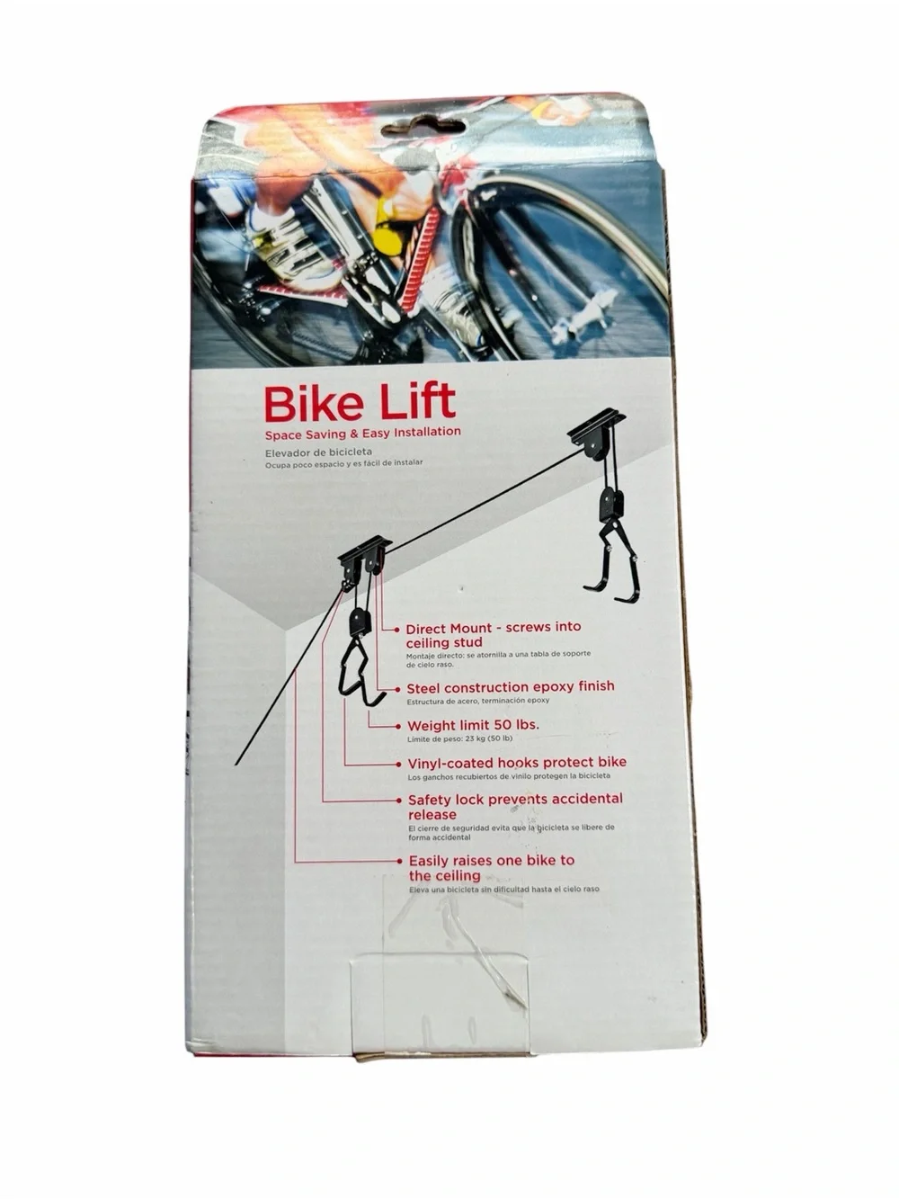 Racor PBH-1R Ceiling Mounted Bike Lift Hoist - Garage Storage Pulley System 50lb